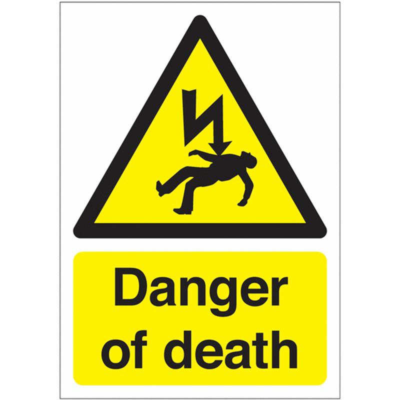 Danger of Death Electricity Warning Sign 150x200mm S/A