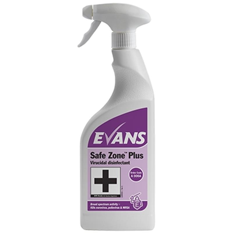 Evans Safe Zone Plus Virucidal Sporicidal Disinfectant 6 x 750ml
