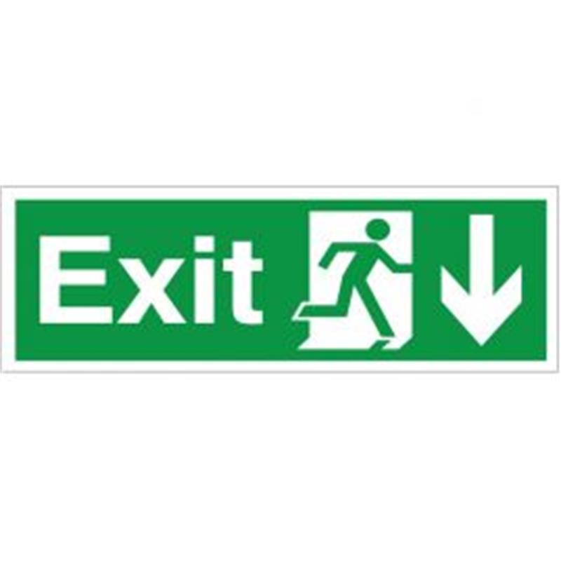 Exit Man Running Arrow Down 150x400mm Rigid