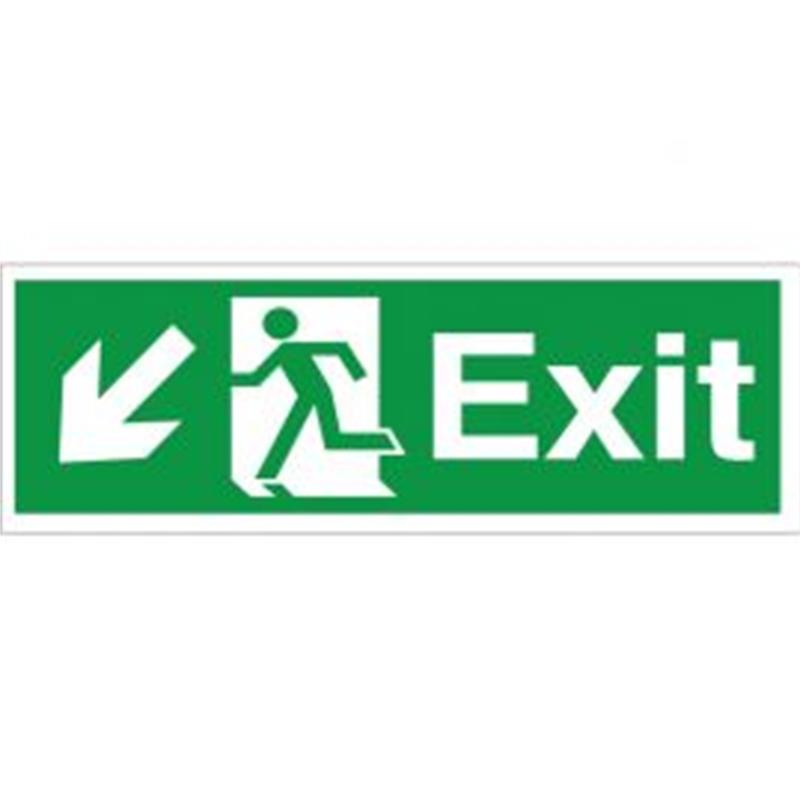 Exit Man Running Arrow Down Left 150x400mm Self-Adhesive