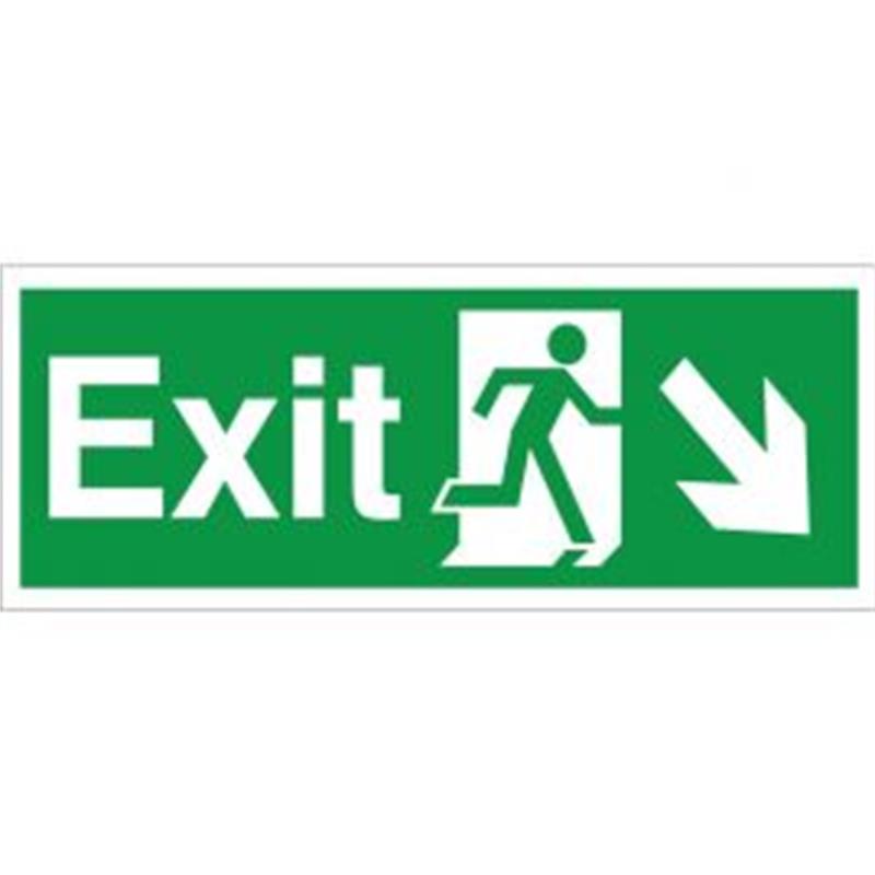 Exit Man Running Arrow Down Right 150x400mm Rigid