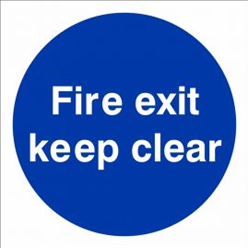 Fire Exit Keep Clear 100x100mm Self-Adhesive