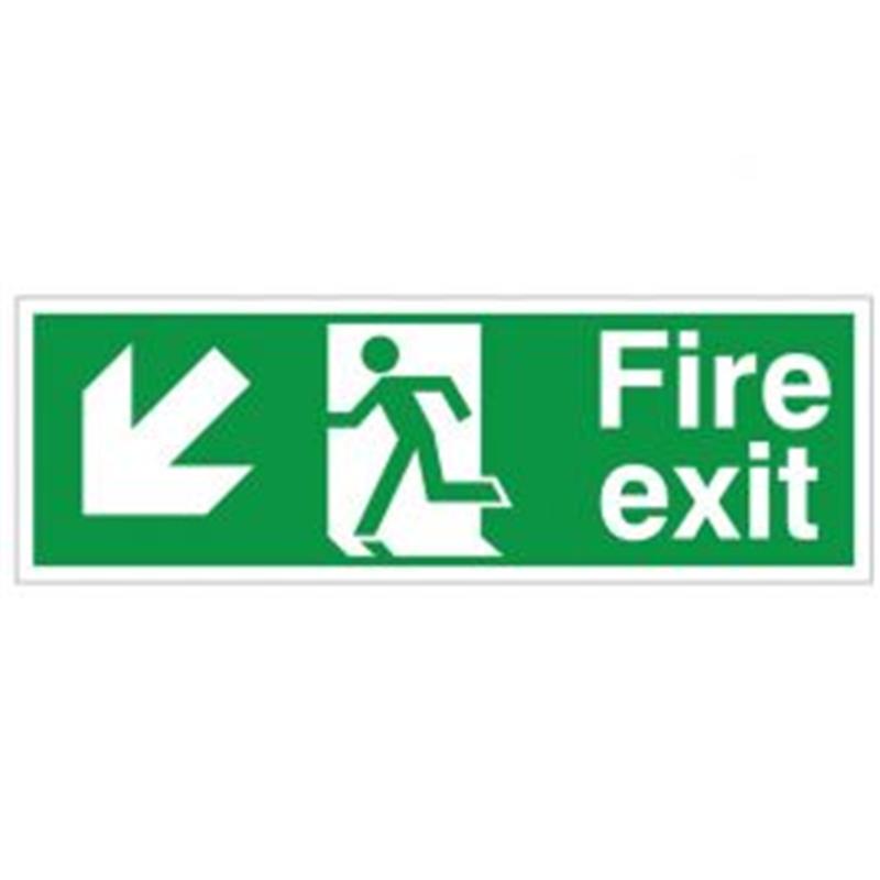 Fire Exit Man Running Arrow Down Left 150x400mm Rigid