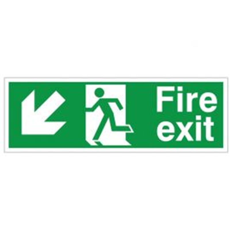 Fire Exit Man Running Arrow Down Left 150x400mm Rigid