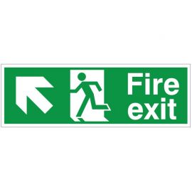 Fire Exit Man Running Arrow Up Left 150x400mm Rigid