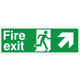 Fire Exit Man Running Arrow Up Right 150x400mm Self-Adhesive