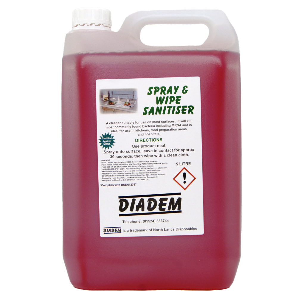 Diadem Spray & Wipe Cleaner/Sanitiser 5L