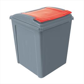 Eco Waste Recycling Bin & Red Lid 50L