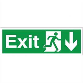 Exit Man Running Arrow Down 150x400mm Self-Adhesive