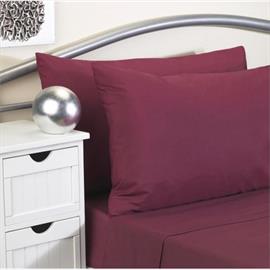 Fire Retardant Plain Dyed Fitted Sheet Single Burgundy