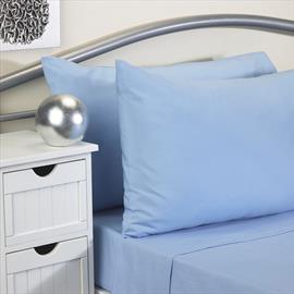 Fire Retardant Plain Dyed Fitted Sheet Single Blue