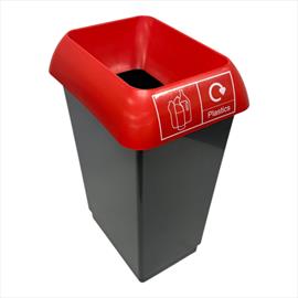 50 Litre Recycling Bin Complete with Red Lid & Plastic Logo