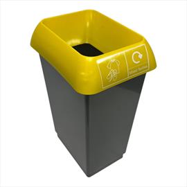 50 Litre Recycling Bin Complete with Yellow Lid & Textiles Logo