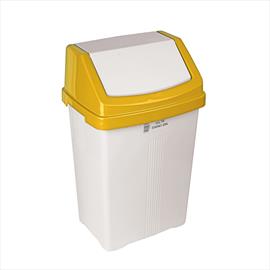 White Swing Bin 50L with Yellow Framed Lid