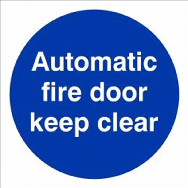 Automatic Fire Door Keep Clear 100x100mm Rigid