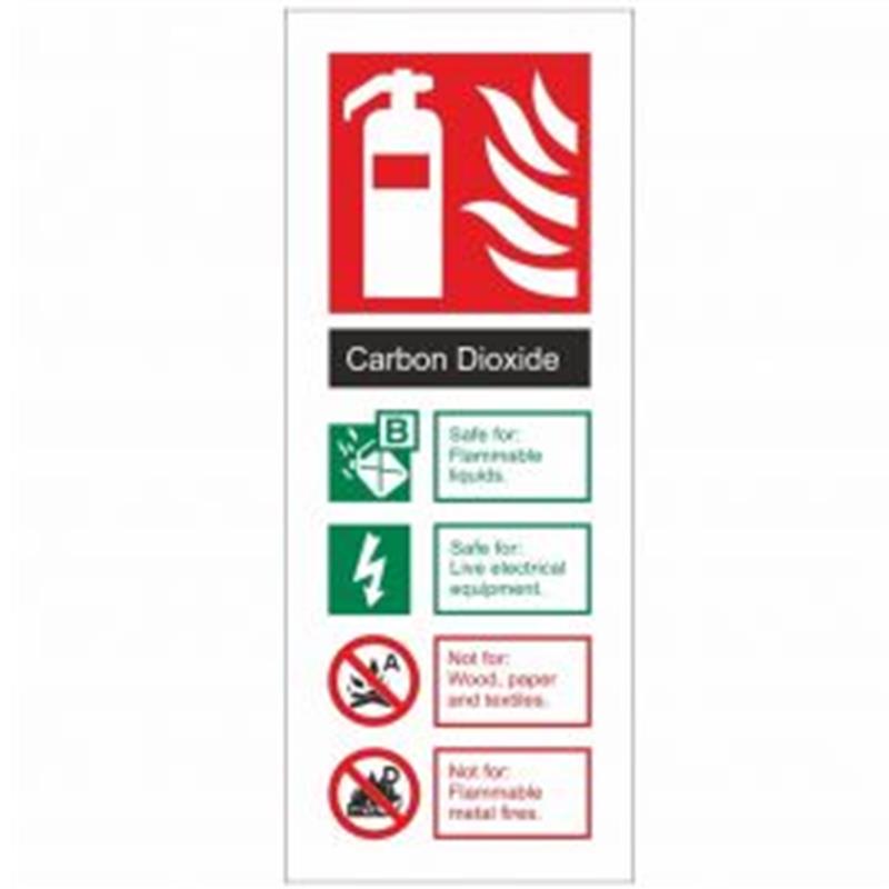 Extinguisher Carbon Dioxide Sign 200x80mm Self-Adhesive