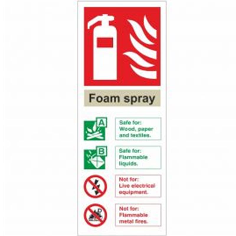Extinguisher Foam Spray Sign 200x80mm Rigid