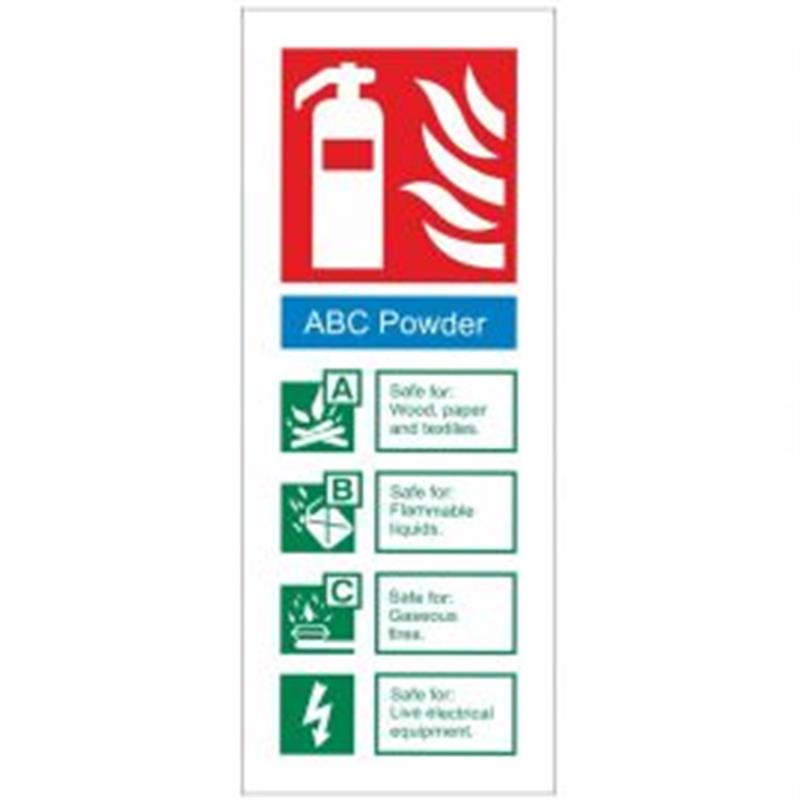 Extinguisher ABC Powder Sign 200x80mm Rigid