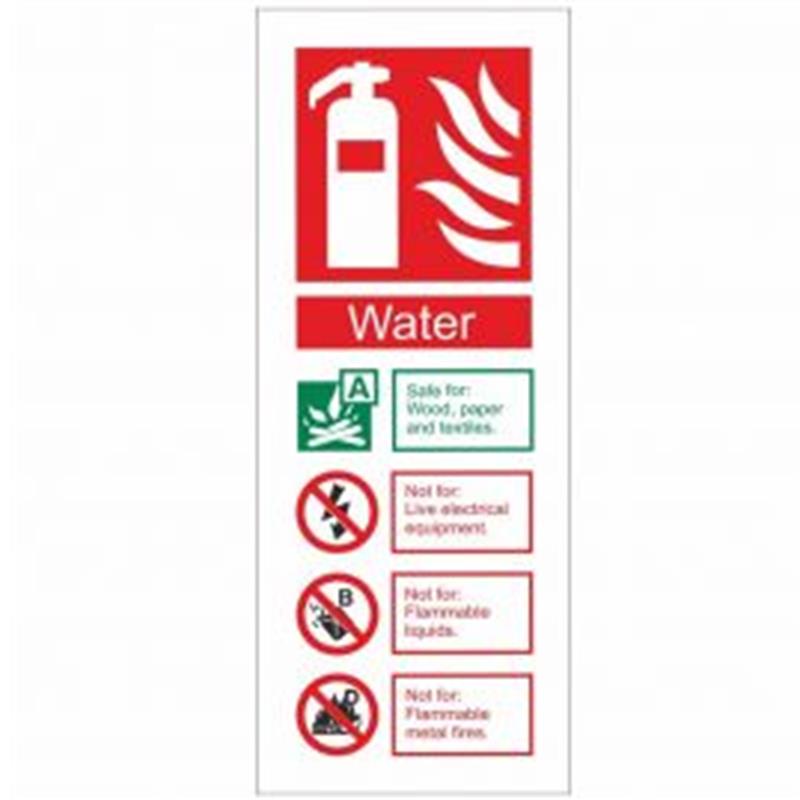 Extinguisher Water Sign 200x80mm Rigid