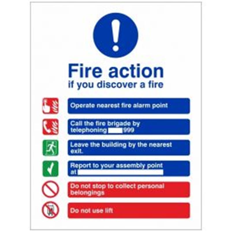 Fire Action Sign 150x200mm Rigid