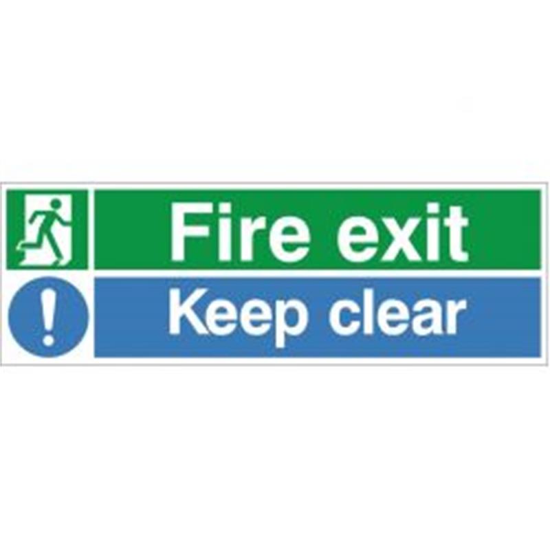 Fire Exit Keep Clear 150x400mm Self-Adhesive