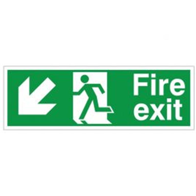 Fire Exit Man Running Arrow Down Left 150x400mm Self-Adhesive