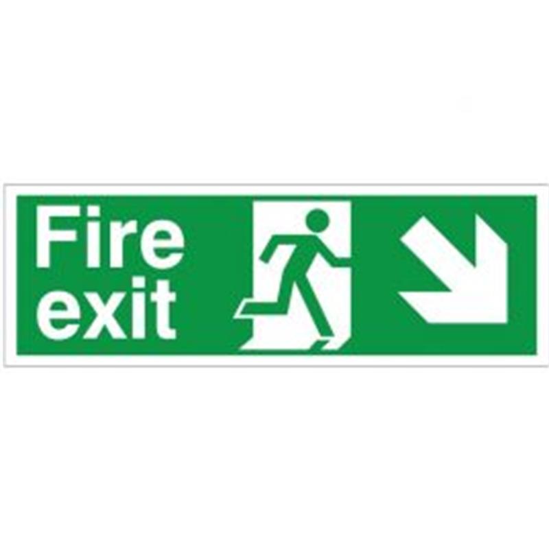 Fire Exit Man Running Arrow Down Right 150x400mm Self-Adhesive