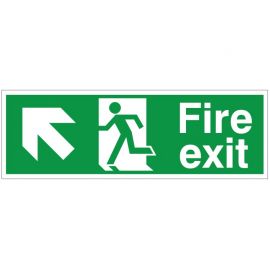 Fire Exit Man Running Arrow Up Left 150x400mm Self-Adhesive